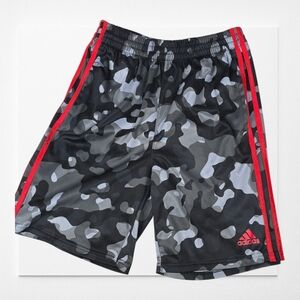 adidas Kids Camo Shorts with Red Stripes
